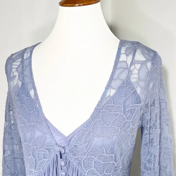 SOLD-Free People Embroidered Lace Crinkle Tunic Dress - Picture 6 of 13